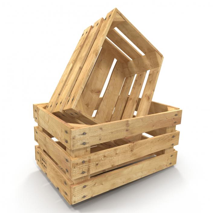 3D Wooden Fruit Crate model