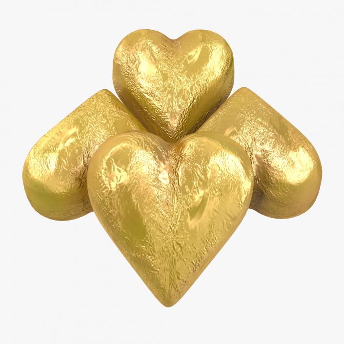 Chocolate Candy Heart in Gold Foil 3D model