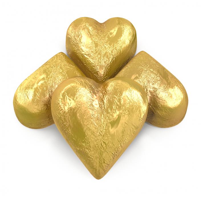 Chocolate Candy Heart in Gold Foil 3D model