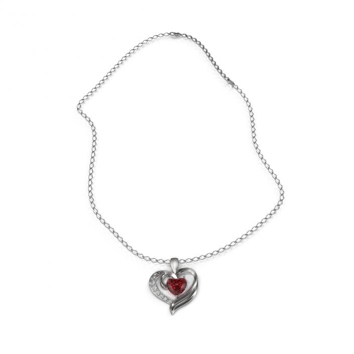 3D Ruby Heart Necklace and Chain Rigged