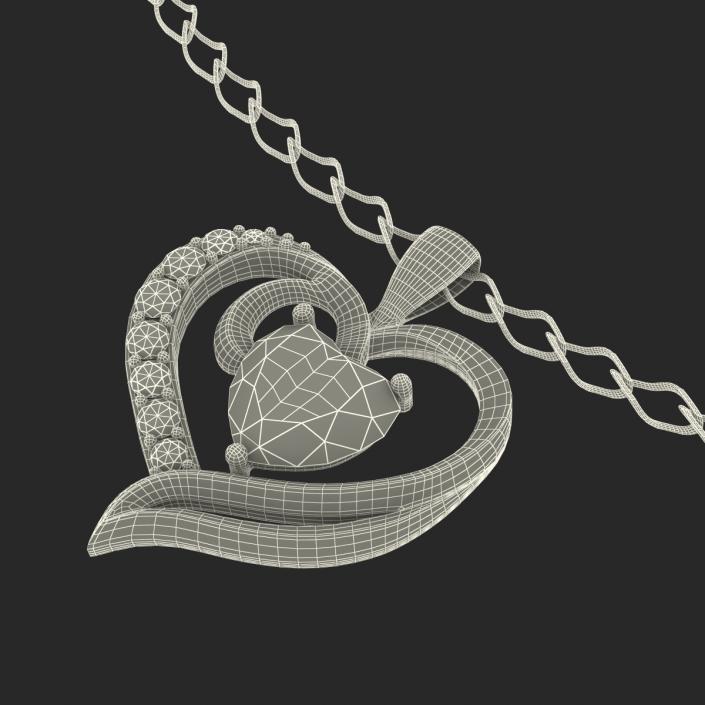 3D Ruby Heart Necklace and Chain Rigged