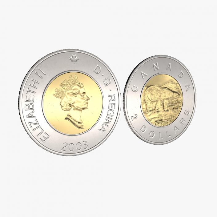 2 Dollar Canadian coin Loonie 3D model