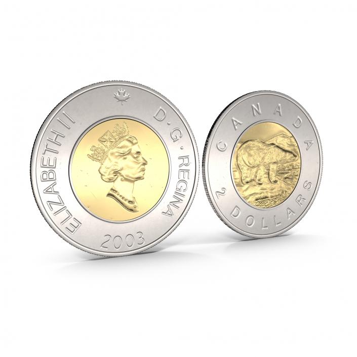 2 Dollar Canadian coin Loonie 3D model