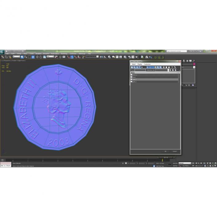 2 Dollar Canadian coin Loonie 3D model