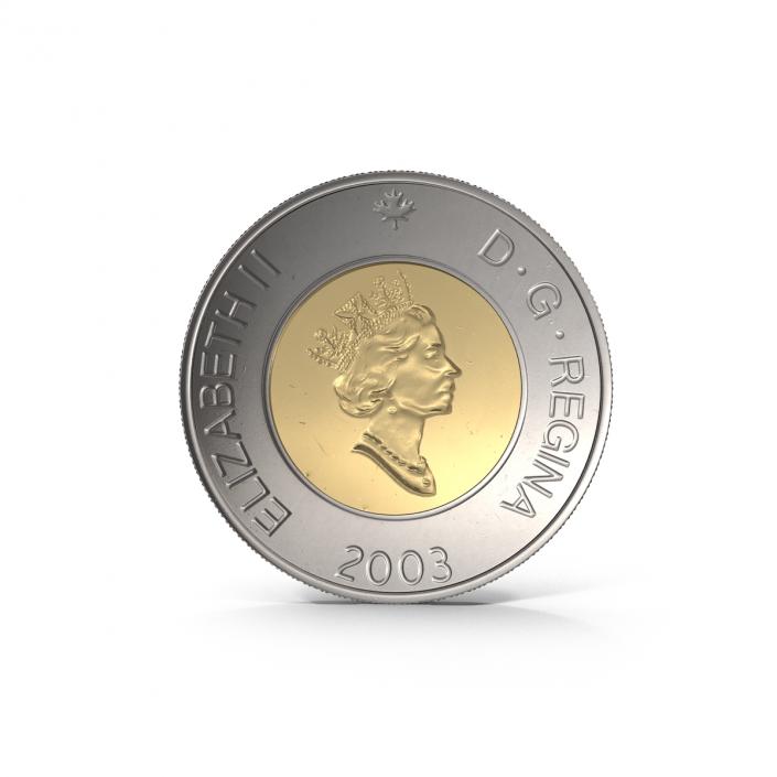 2 Dollar Canadian coin Loonie 3D model