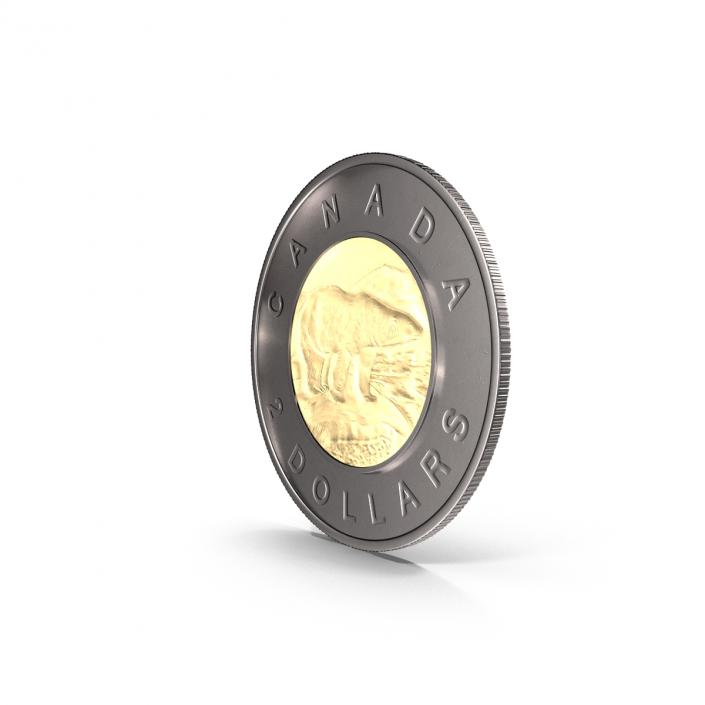 2 Dollar Canadian coin Loonie 3D model