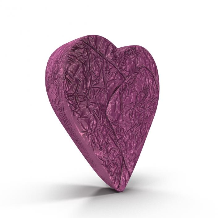 3D Chocolate Candy Heart in Purple Foil