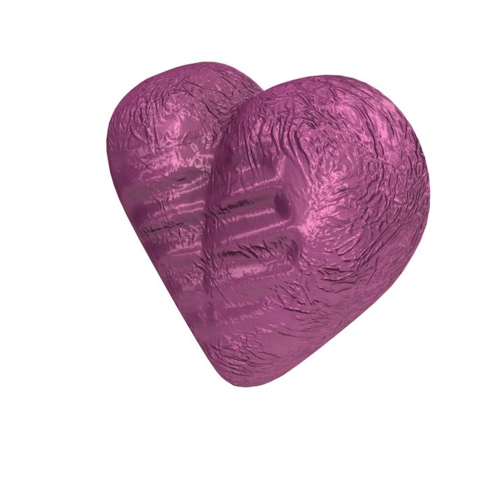 3D Chocolate Candy Heart in Purple Foil