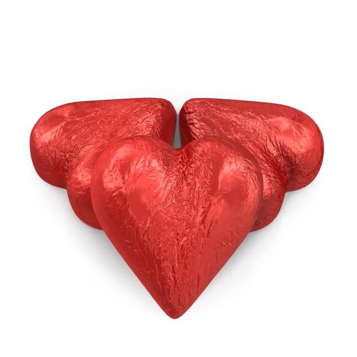 3D Chocolate Candy Heart in Red Foil model