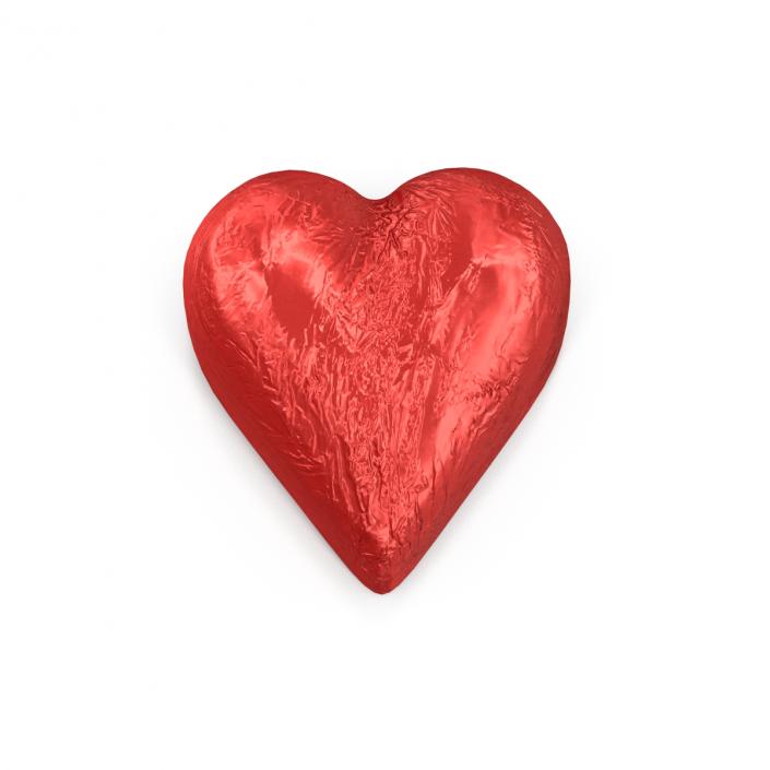 3D Chocolate Candy Heart in Red Foil model