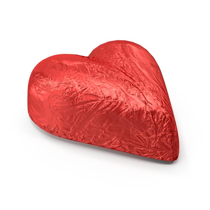 3D Chocolate Candy Heart in Red Foil model