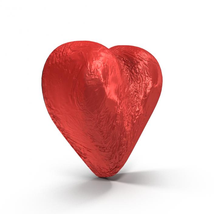 3D Chocolate Candy Heart in Red Foil model