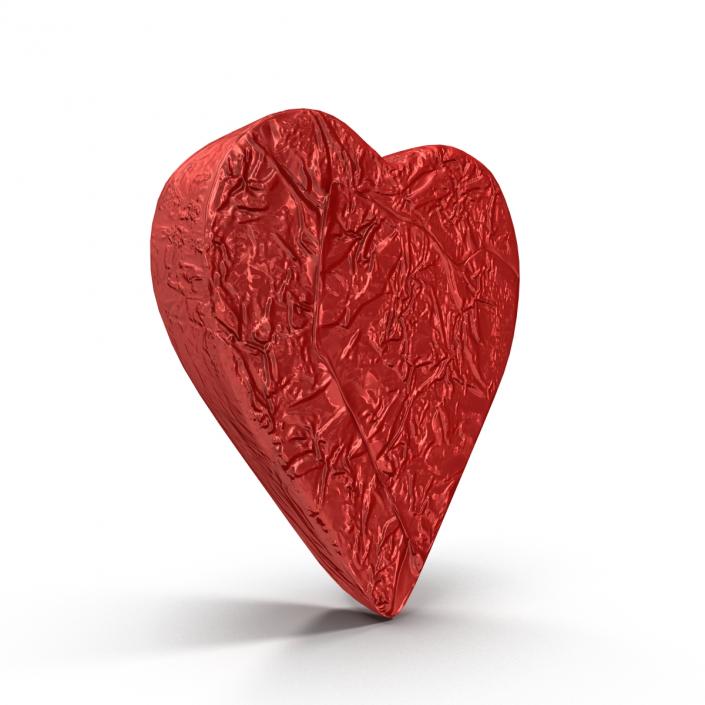 3D Chocolate Candy Heart in Red Foil model