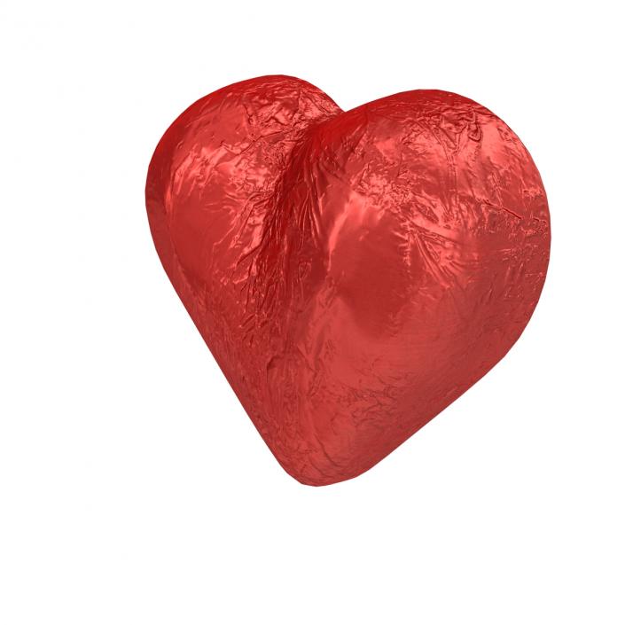 3D Chocolate Candy Heart in Red Foil model