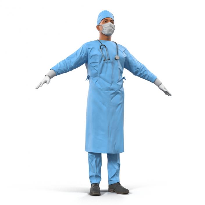 3D Male Surgeon Mediterranean Rigged model