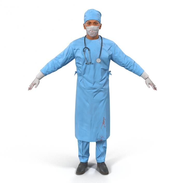 3D model Male Surgeon Mediterranean Rigged 3