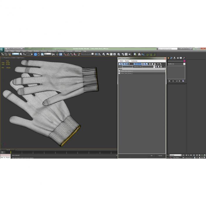 3D Cotton Work Gloves model