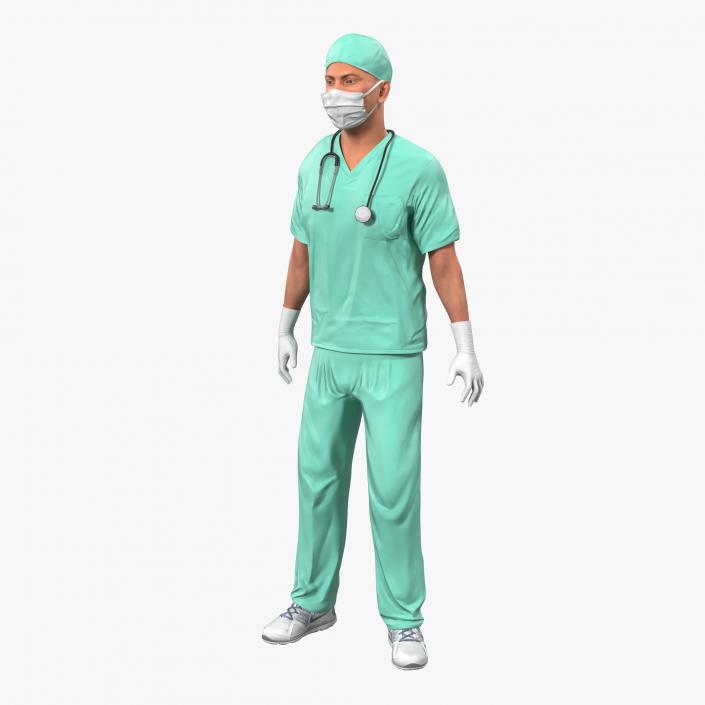 Male Surgeon Caucasian Rigged 3D model