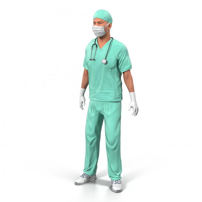 Male Surgeon Caucasian Rigged 3D model