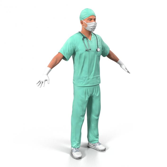 Male Surgeon Caucasian Rigged 3D model