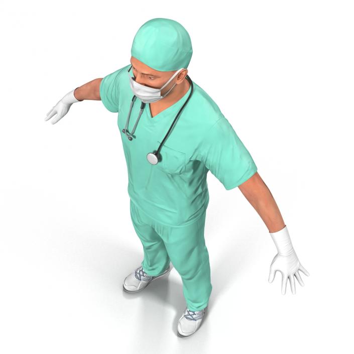 Male Surgeon Caucasian Rigged 3D model