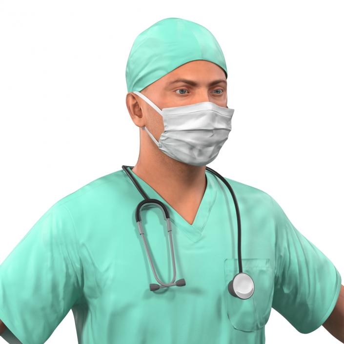 Male Surgeon Caucasian Rigged 3D model