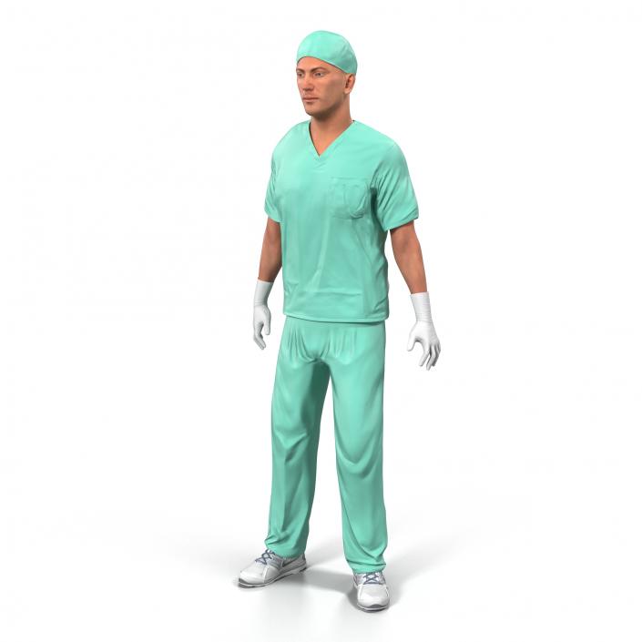 3D Male Surgeon Caucasian Rigged 2