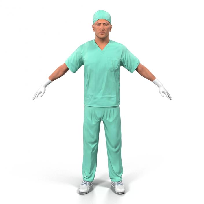 3D Male Surgeon Caucasian Rigged 2