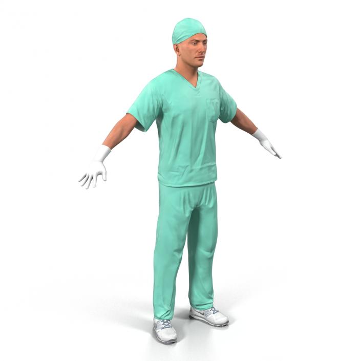 3D Male Surgeon Caucasian Rigged 2