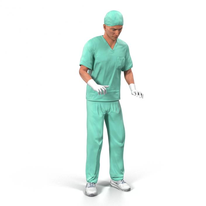 3D Male Surgeon Caucasian Rigged 2