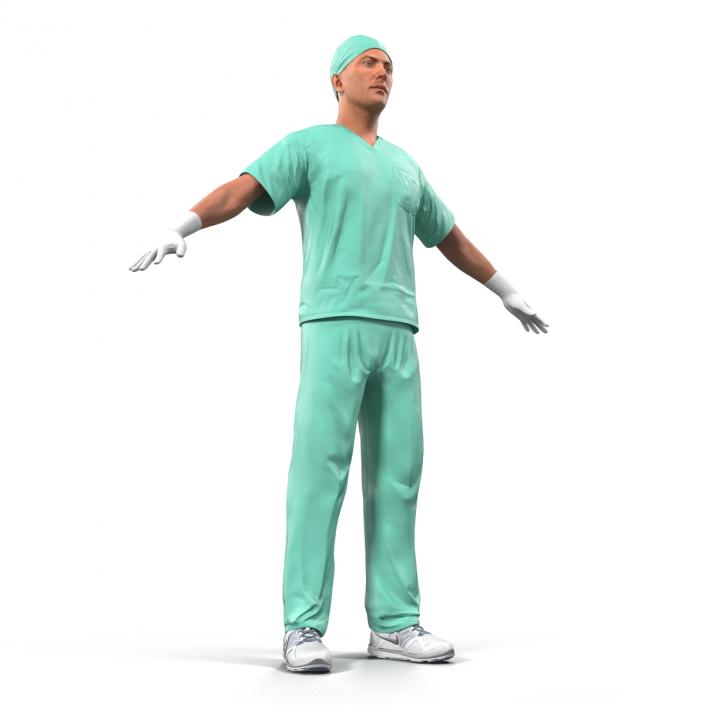 3D Male Surgeon Caucasian Rigged 2