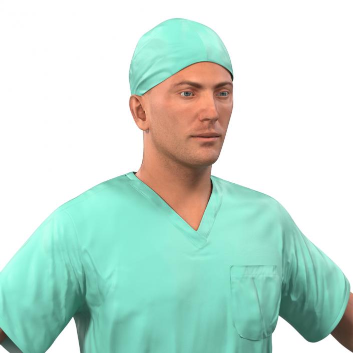 3D Male Surgeon Caucasian Rigged 2