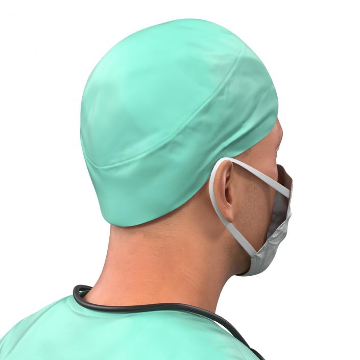 3D model Male Surgeon Caucasian Rigged with Blood