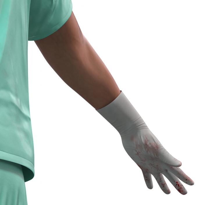 3D model Male Surgeon Caucasian Rigged with Blood