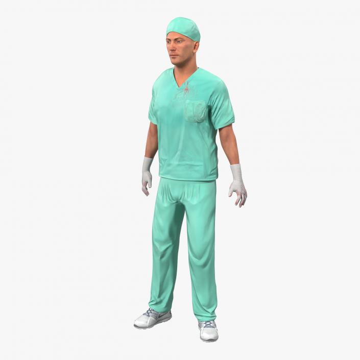 Male Surgeon Caucasian Rigged 2 with Blood 3D