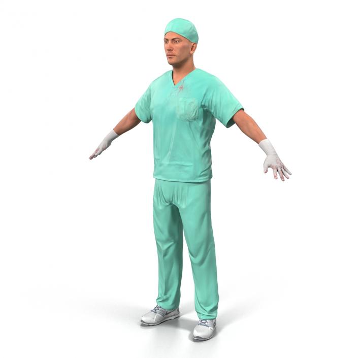 Male Surgeon Caucasian Rigged 2 with Blood 3D