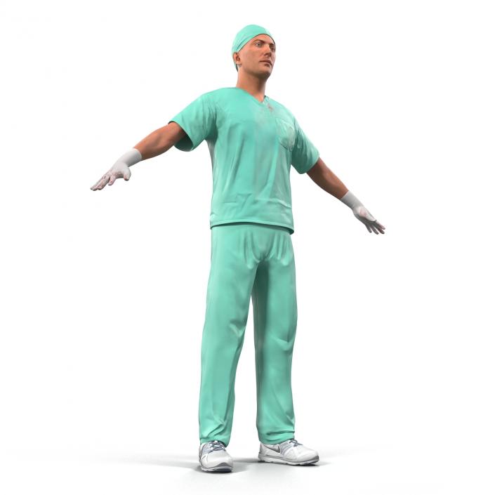 Male Surgeon Caucasian Rigged 2 with Blood 3D