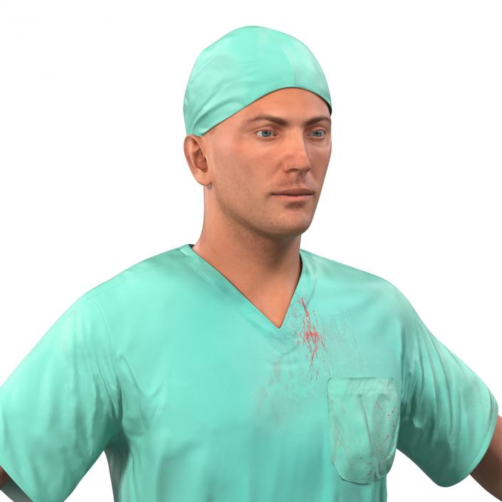 Male Surgeon Caucasian Rigged 2 with Blood 3D