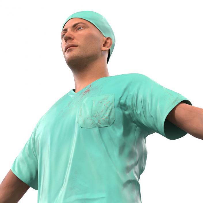 Male Surgeon Caucasian Rigged 2 with Blood 3D