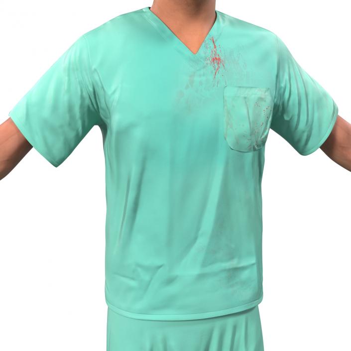 Male Surgeon Caucasian Rigged 2 with Blood 3D