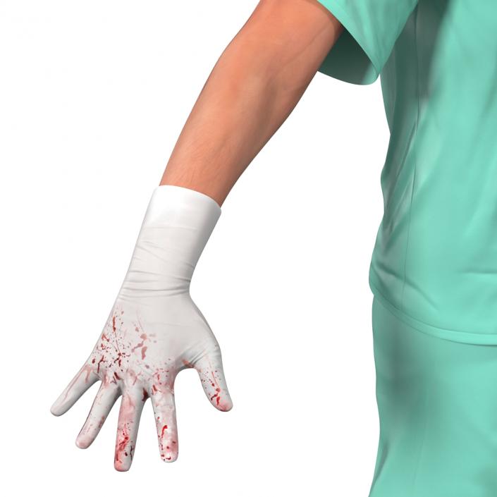 Male Surgeon Caucasian Rigged 2 with Blood 3D