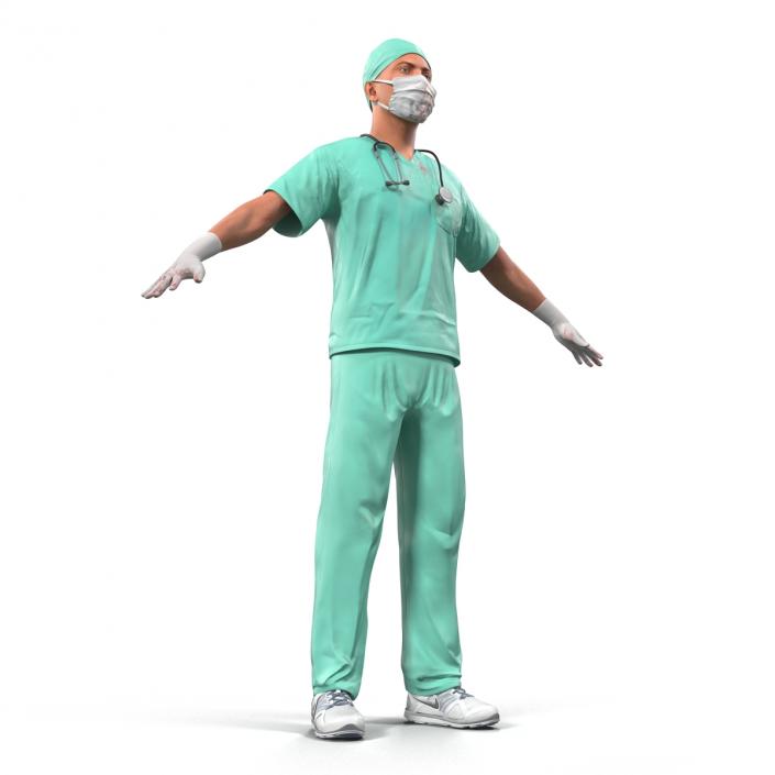 3D Male Surgeon Caucasian with Blood model