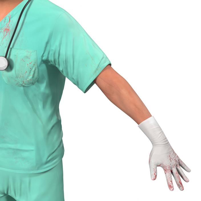 3D Male Surgeon Caucasian with Blood model