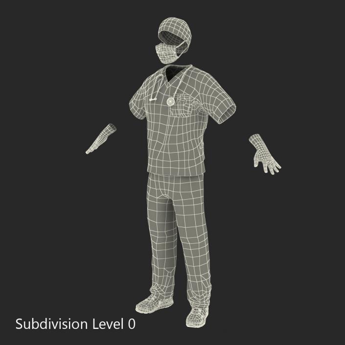 Surgeon Dress 17 with Blood 3D