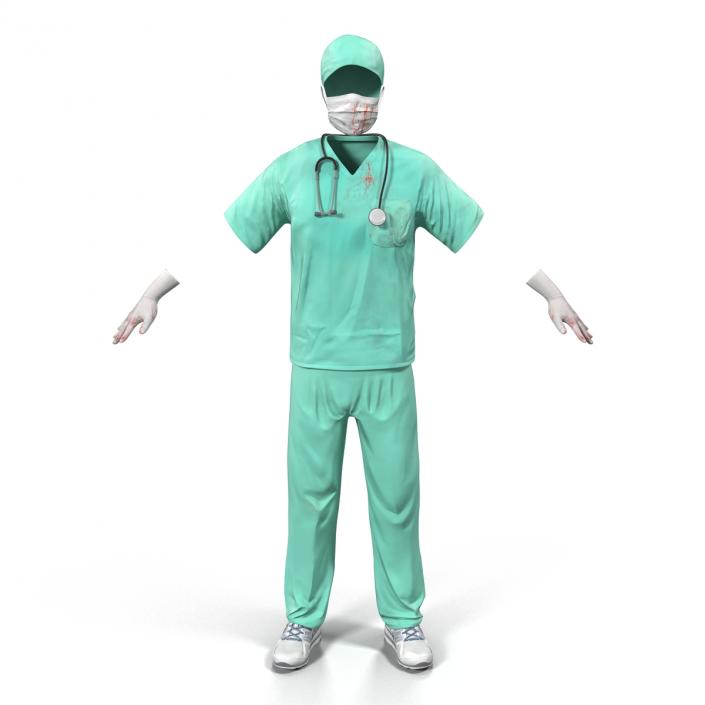 Surgeon Dress 17 with Blood 3D