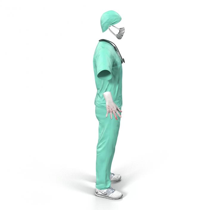 Surgeon Dress 17 with Blood 3D