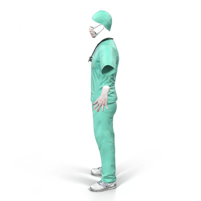 Surgeon Dress 17 with Blood 3D