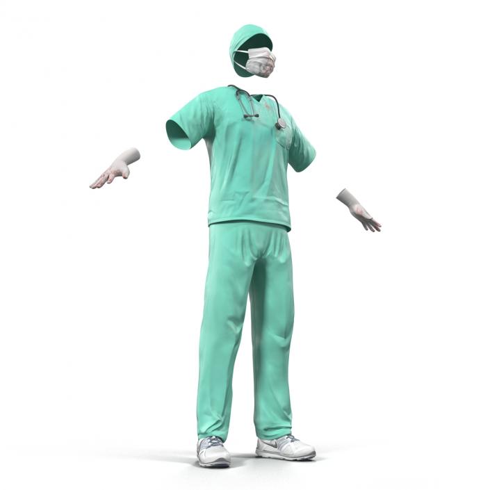 Surgeon Dress 17 with Blood 3D