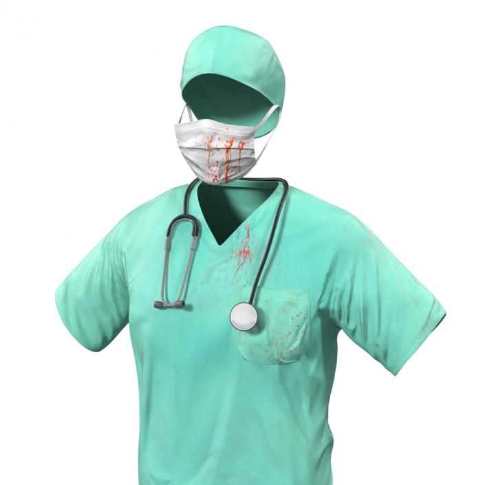 Surgeon Dress 17 with Blood 3D