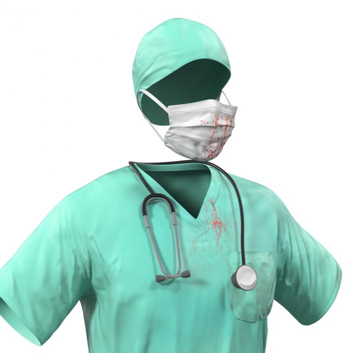 Surgeon Dress 17 with Blood 3D